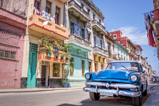 HAVANA, CUBA - APRIL 23: Vintage classic american car, on April 23, 2016  in Havana, Cuba